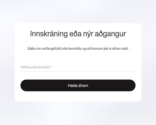 Innskráningarglugginn á Mínum síðum: netfang eða kennitala