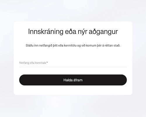 Innskráningarglugginn á Mínum síðum: netfang eða kennitala